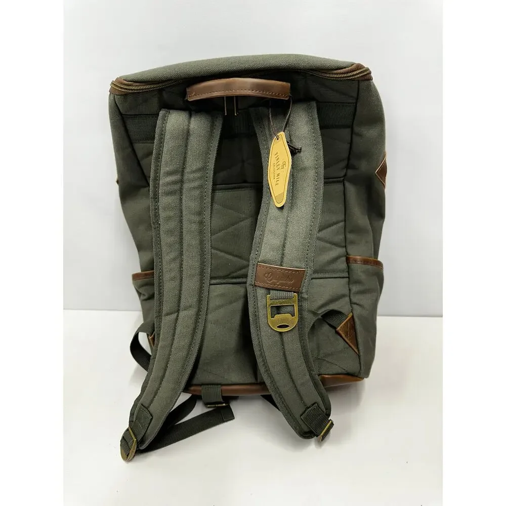 Subaru Finley Mill Backpack Green Canvas Brown Trim Laptop Bag New Without Tags